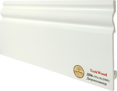 Плинтус Teckwood Полимер ультравысокой плотности ДП6 95x14x2000 (белый) - 