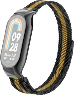 Ремешок для фитнес-трекера Rumi Milanese Loop для Xiaomi Smart Band 8/9 (черный/золотой) - 