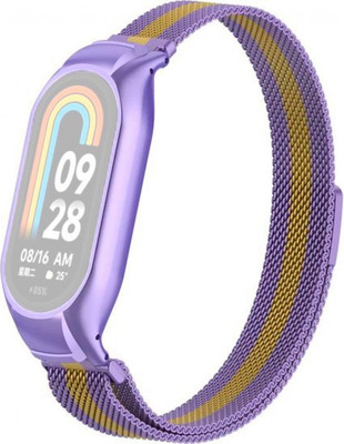 Ремешок для фитнес-трекера Rumi Milanese Loop для Xiaomi Smart Band 8/9 (сиреневый/золотой) - 