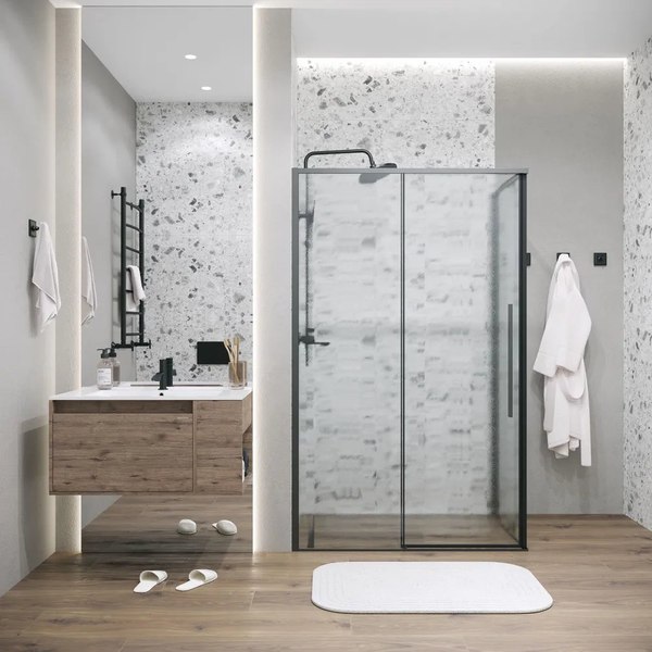 Душевой уголок Grossman Galaxy 120х100х195 / 120.K33.01.1210.21.02 (черный матовый/шиншилла стекло)