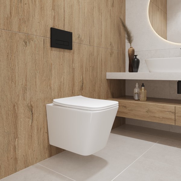 Унитаз подвесной с инсталляцией Lauter Square 214903 + TECE Kit 9400412 с кнопкой (хром)