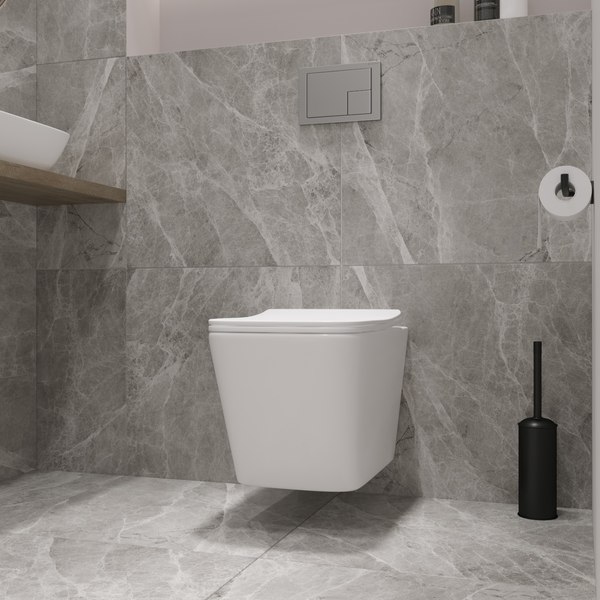 Унитаз подвесной с инсталляцией Lauter Square 214903 + TECE Kit 9400412 с кнопкой (хром)