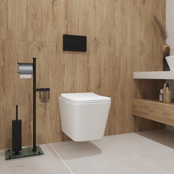 Унитаз подвесной с инсталляцией Lauter Square 214903 + TECE Kit 9400412 с кнопкой (хром)