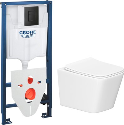 

Унитаз подвесной с инсталляцией, Square 214903 + GROHE Solido 38811KF0 + GROHE 37131000