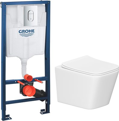 Унитаз подвесной с инсталляцией Lauter Square 214903 + GROHE Rapid SL 39504000 (округлая, хром) - 