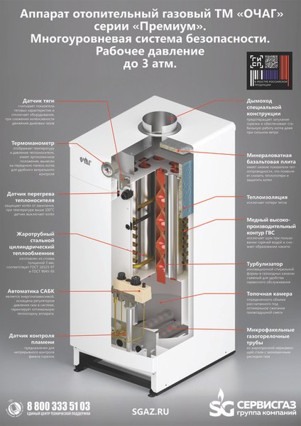 Газовый котел Очаг Премиум АОГВ-8 С