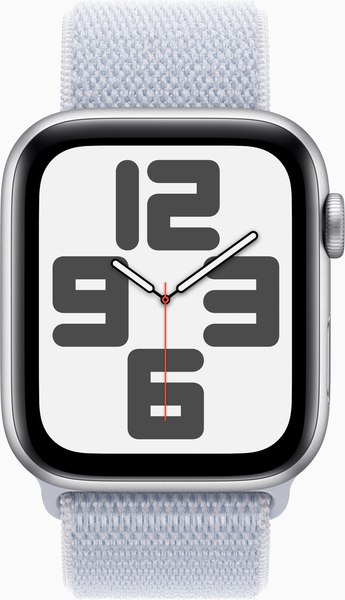 Умные часы Apple Watch SE GPS 44mm / MXET3 (серебристый, голубой плетеный ремешок)