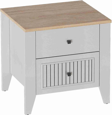 Прикроватная тумба Мебельград Валенсия 2 ящика (персидский жемчуг/дуб натуральный светлый) - 