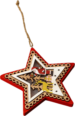 

Елочная игрушка, Красная звезда с Дедом Морозом / 6117363