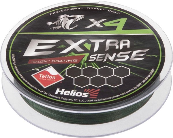 Леска плетеная Helios Extrasense X4 PE Green 150м 1.5/22LB 0.22мм / HS-ES-X4-1.5/22LB
