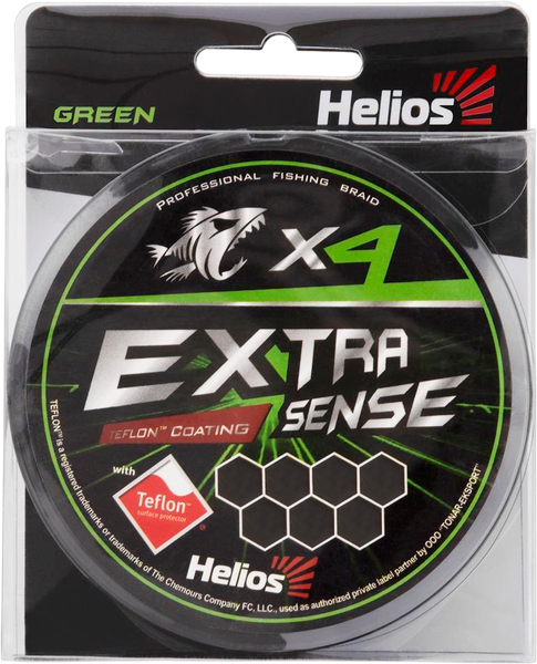 Леска плетеная Helios Extrasense X4 PE Green 150м 2.5/38LB 0.28мм / HS-ES-X4-2.5/38LB