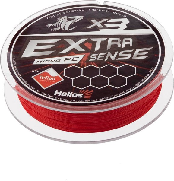 Леска плетеная Helios Extrasense X3 PE Red 92м 0.4/7LB 0.11мм / HS-ES-X3-0.4/7LB