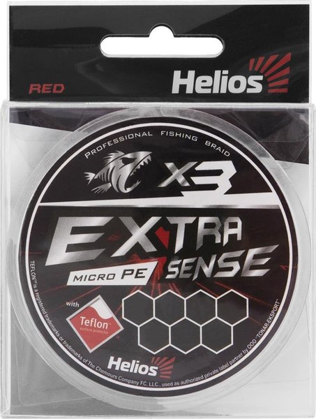 Леска плетеная Helios Extrasense X3 PE Red 92м 0.4/7LB 0.11мм / HS-ES-X3-0.4/7LB