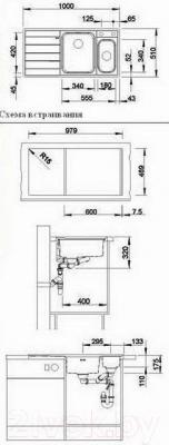 Мойка кухонная Blanco Axis II 6S-IF / 516529 - габаритные размеры