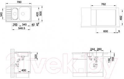 Мойка кухонная Blanco Livit 6 S Compact / 515794 - габаритные размеры