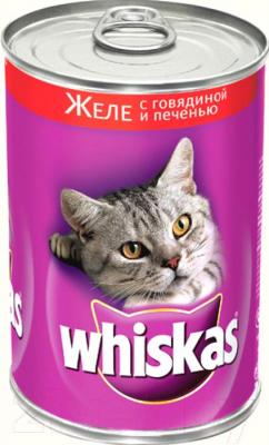 Влажный корм для кошек Whiskas Желе с говядиной и печенью (24x400g) - общий вид