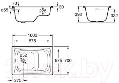 Ванна стальная Roca Banaseo Contesa 100x70 / 7213100001 (без ножек)