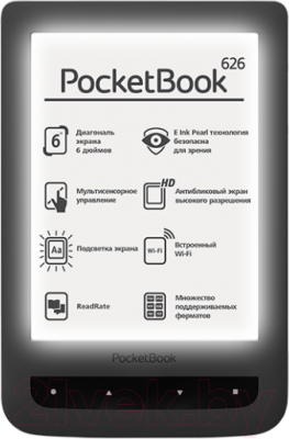 Электронная книга PocketBook Touch Lux 2 / 626 (черный) - общий вид