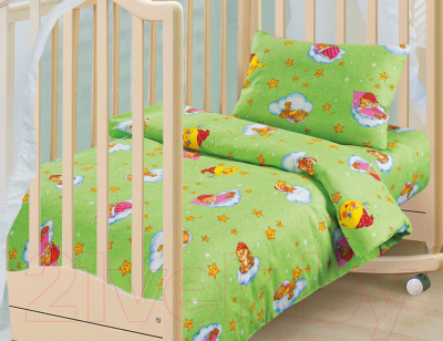 Комплект постельный для малышей АртПостель Облачко 130 (зеленый)