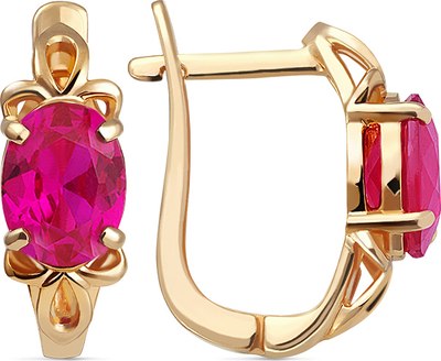 Серьги из розового золота Кристалл CM73600226773 (с рубином) - 