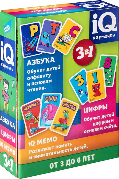 Развивающие карточки Dream Makers IQ-карточки. Азбука, Цифры, IQ Мемо / 2302C