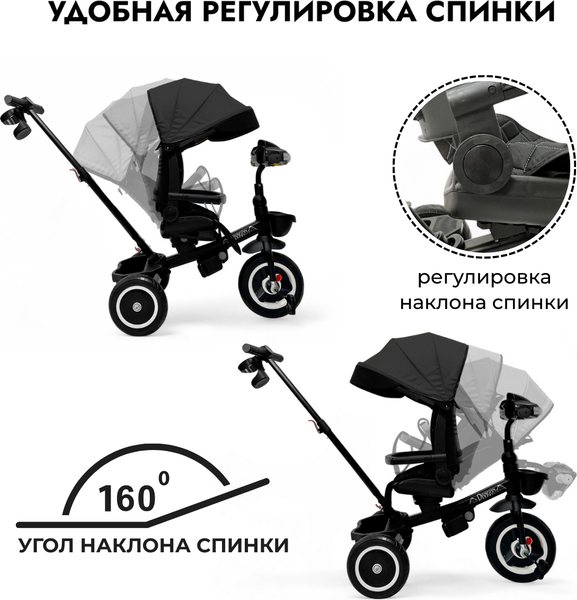 Трехколесный велосипед с ручкой Bubago Dragon / BG 161-4 (черный)