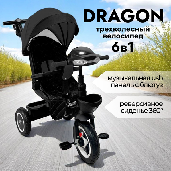 Трехколесный велосипед с ручкой Bubago Dragon / BG 161-4 (черный)