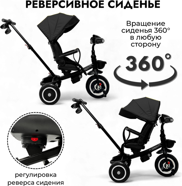 Трехколесный велосипед с ручкой Bubago Dragon / BG 161-4 (черный)