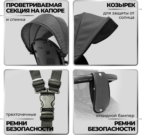 Трехколесный велосипед с ручкой Bubago Dragon / BG 161-3 (темно-серый)