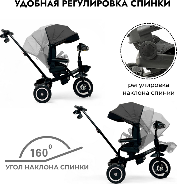 Трехколесный велосипед с ручкой Bubago Dragon / BG 161-3 (темно-серый)
