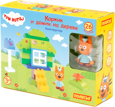 Конструктор Полесье Макси Три кота. Коржик и домик на дереве / 77216 (26эл) -