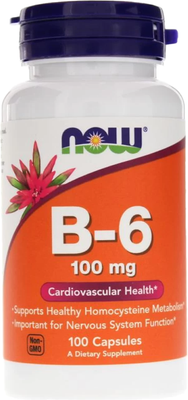 Витамин NOW Foods B-6 100mg (100 капсул) - 