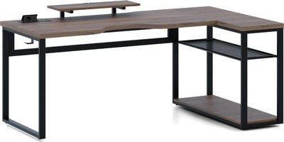 Компьютерный стол Millwood Каир угловой с полкой 200х120х93 (дуб табачный Craft металл черный) - 