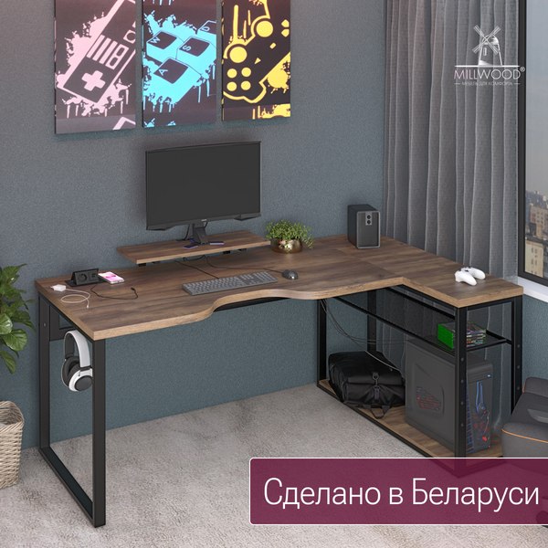 Купить Компьютерный стол Millwood Каир угловой с полкой 200х120х93 в Бресте
