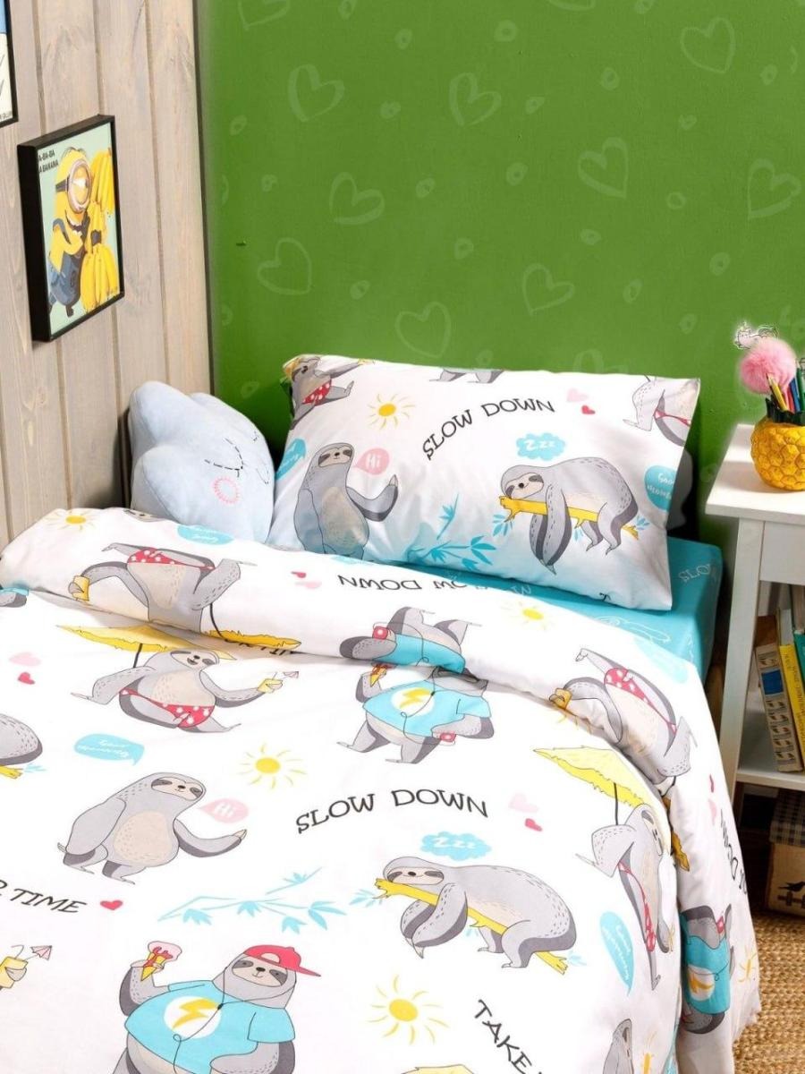 Комплект постельного белья Wake me Wake Ленивцы 1.5сп 50x70 / 70765-1+70766-1