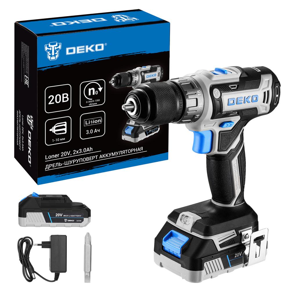 Аккумуляторная дрель-шуруповерт Deko Loner 20V / 085-1005