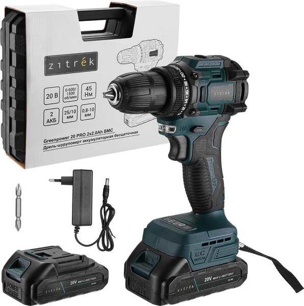 Аккумуляторная дрель-шуруповерт Zitrek Greenpower 20 PRO / 085-1314