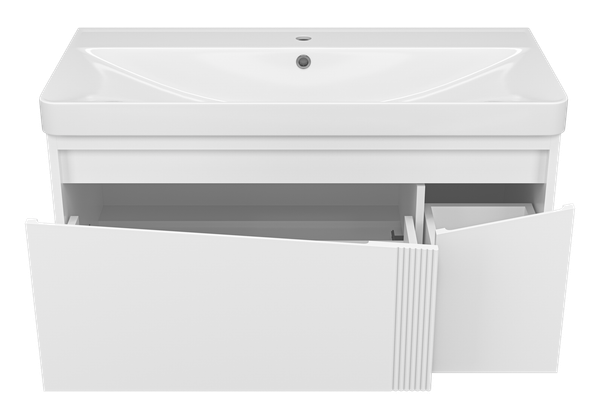 Купить Тумба с умывальником Brevita Cascade 100 / CAS-09100-011Я+RCW-1418100WH в Минске
