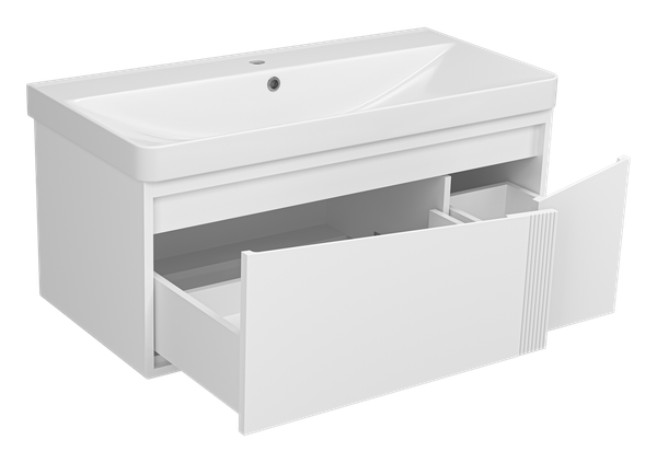 Купить Тумба с умывальником Brevita Cascade 100 / CAS-09100-011Я+RCW-1418100WH в Минске
