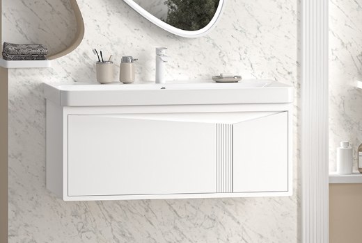 Тумба с умывальником Brevita Cascade 100 / CAS-09100-011Я+RCW-1418100WH