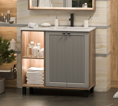 Тумба с умывальником Brevita Lumus 90 / LUM-06090-0842ЯP+ФР-00003478 - 