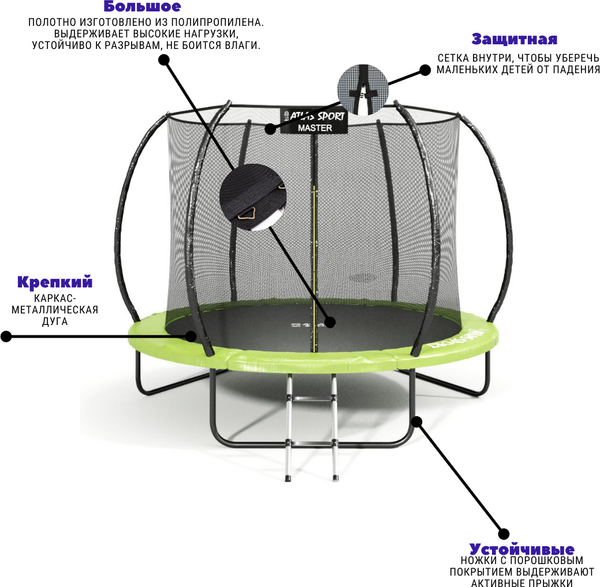 Купить Батут Atlas Sport 374см 12FT MASTER  