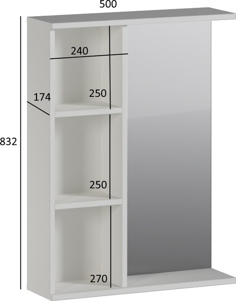 Купить Зеркало Genesis Мебель 500x180x830 с зеркалом в Слуцке