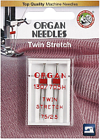 Набор игл для швейной машины Organ 2-75/2.5 супер стрейч (двойные) - 