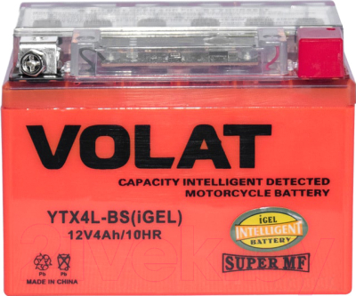 Мотоаккумулятор VOLAT YTX4L-BS iGEL L+ (4 А/ч)