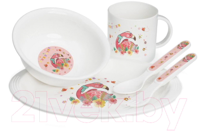 Набор посуды для кормления Happy Care HC1 (розовый)