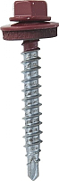 Саморез ЕКТ Кровельный с резиновой прокладкой 4.8х29 сверло PT1 / C77020 (3500шт, RAL 3003, красный рубин) - 