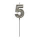 Свеча для торта S.G. Home Цифра 5 на шпажке SG-CC-N3 (серебристый) - 