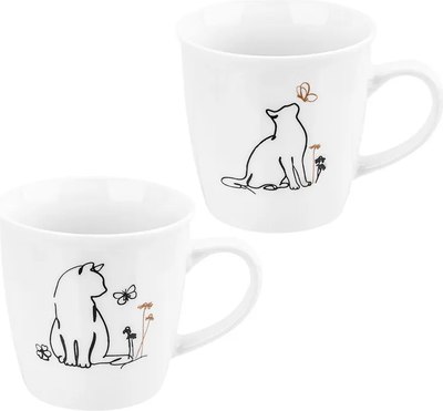 

Набор кружек, New Bone China Кот и Бабочка / 230242-2