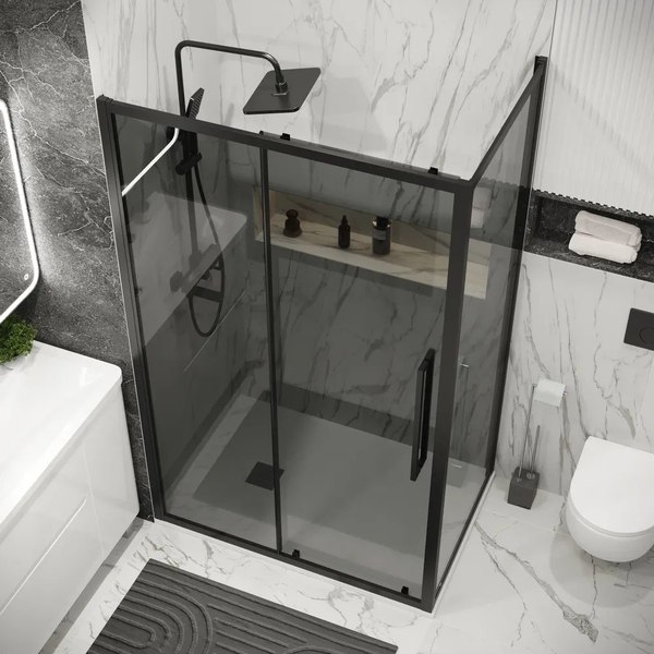 Душевой уголок Grossman Cosmo 100х100х195 / 120.K33.02.1010.21.10 (черный матовый/стекло тонированное)